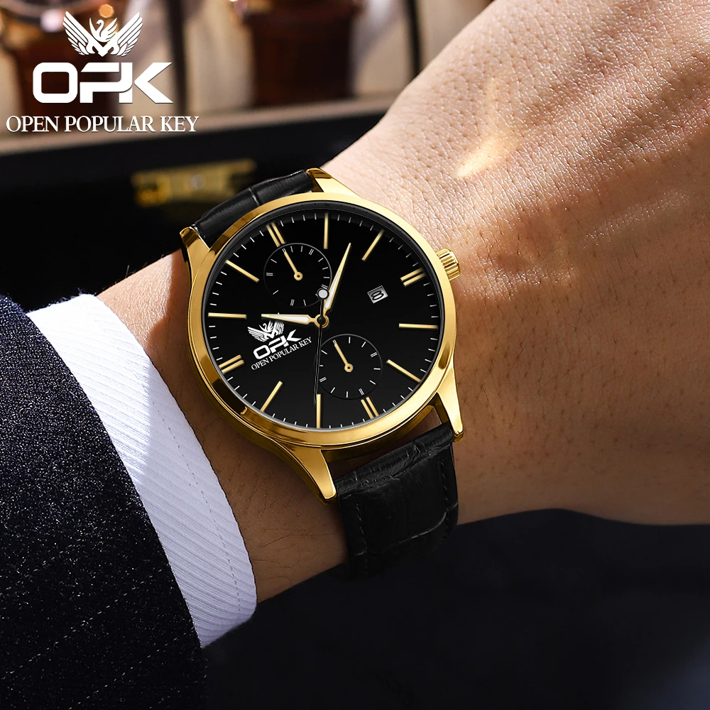 OPK 브랜드 남성용 방수 벨트 쿼츠 시계 8159