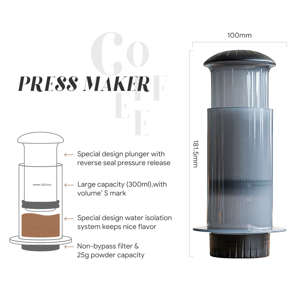 Espresso Portable Coffee Maker French Press Coffee Pot Kitchen Supplies for Aeropress Cafe Press Machine with Filter Paper Kit