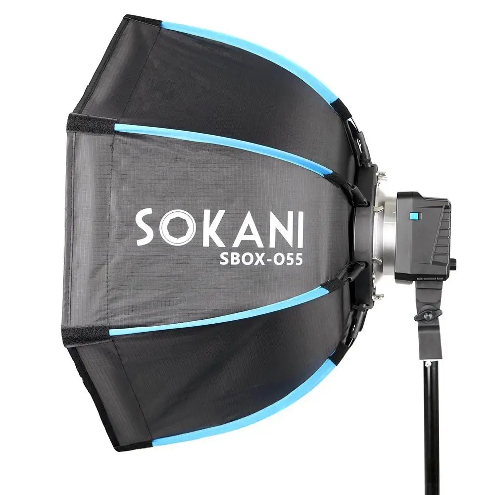 Sokani 접이식 딥 팔각형 소프트박스 보웬스 마운트, Sokani X100 X60 Mini COLBOR CL60 Aputure 60X-S 200X-S LED용, 55cm