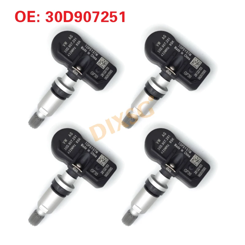 4pcs TPMS Sensor 30D907251 tire pressure Monitor sensor for AUDI VW Golf 7 Tiguan Passat B8 Skoda Seat 30D907251 TPMS 433Mhz