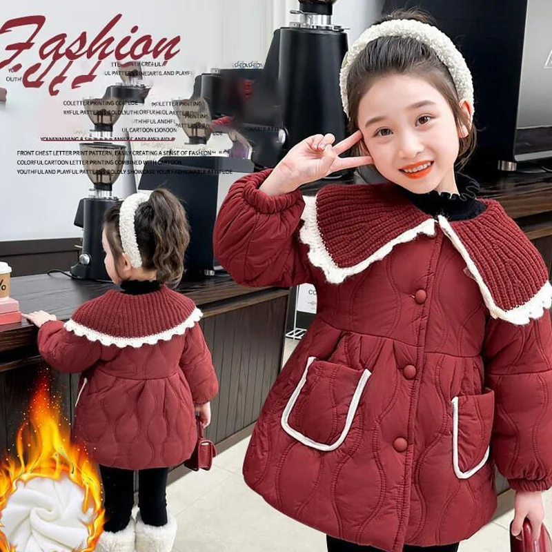 

Популярное повседневное пальто Kawaii для девочек, топы, модная детская одежда, куртка, утепленная хлопковая одежда для маленьких девочек, зимняя одежда для младенцев