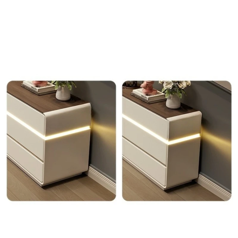 

2025 new dresser bedroom modern simple narrow 30cm solid wood integrated light luxury