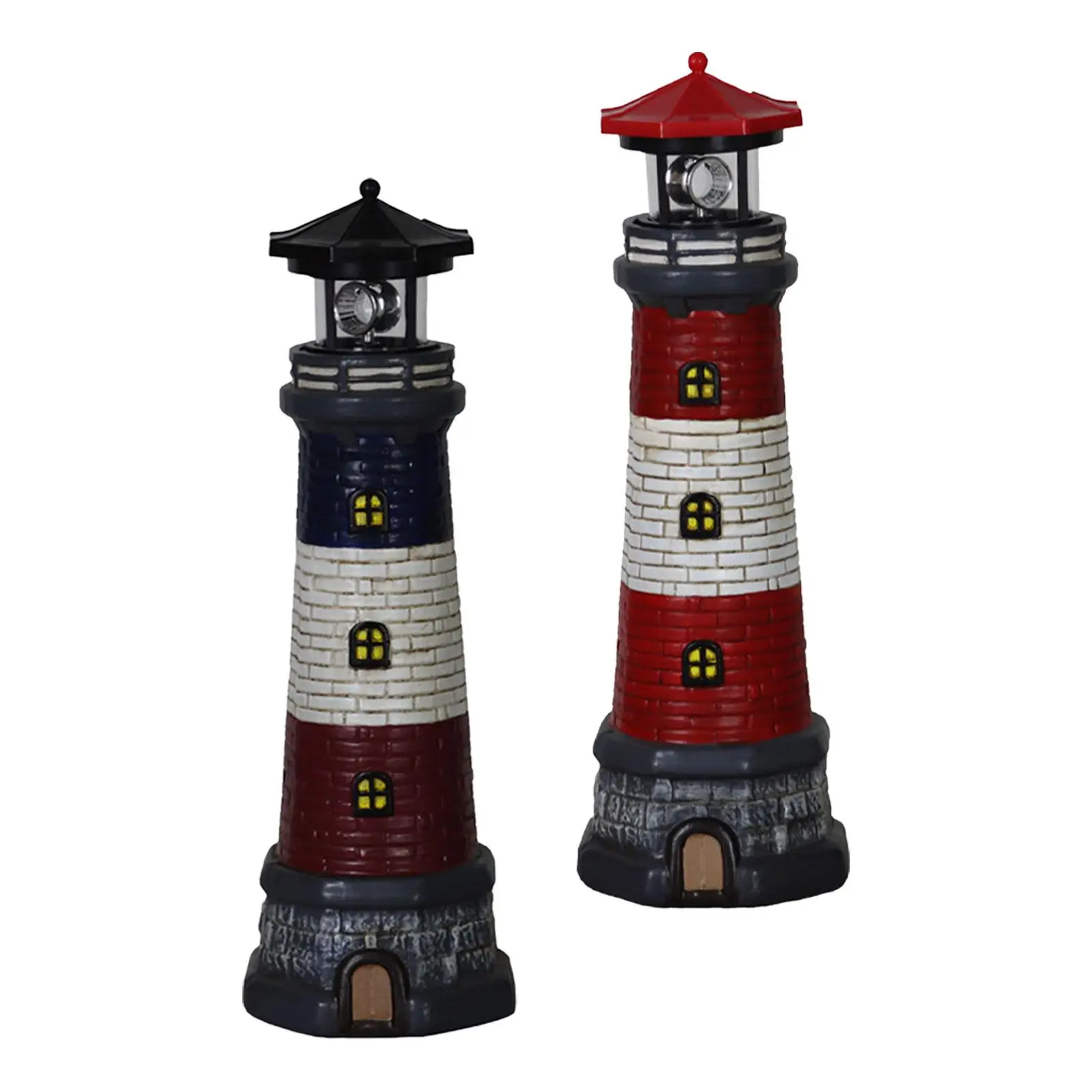 Lighthouse Figurine with Solar Powered Light Height 37.5cm with Rotating Beacon