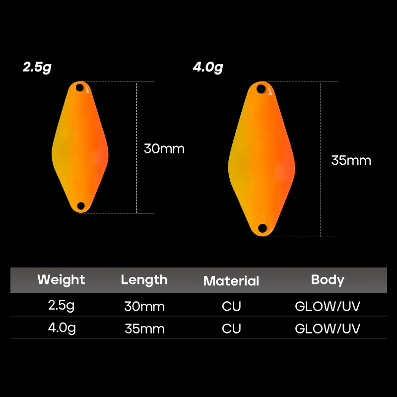LETOYO 2.5g 4g Rhombus Spoon Lure UV Luminous Spinner Baits Spoon Fishing Lure Area Trout Forellen Spoons Jigspinner Perch Bait