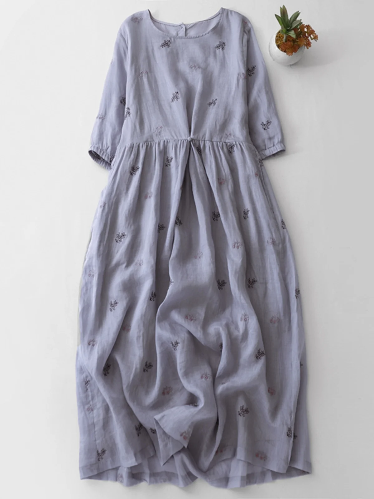 

Свободный крой с вышивкой Dr, женская макси-юбка больших размеров, удобное повседневное платье с художественным дизайном и плавающим подолом