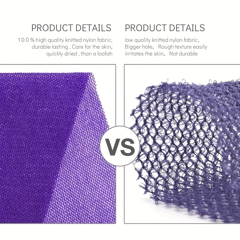 Serviettes de bain longues en filet africain 3 pièces – Épurateurs de lavage du corps rétractables, pour hommes et femmes, exfoliant du dos/corps, conception de serviettes vibrantes