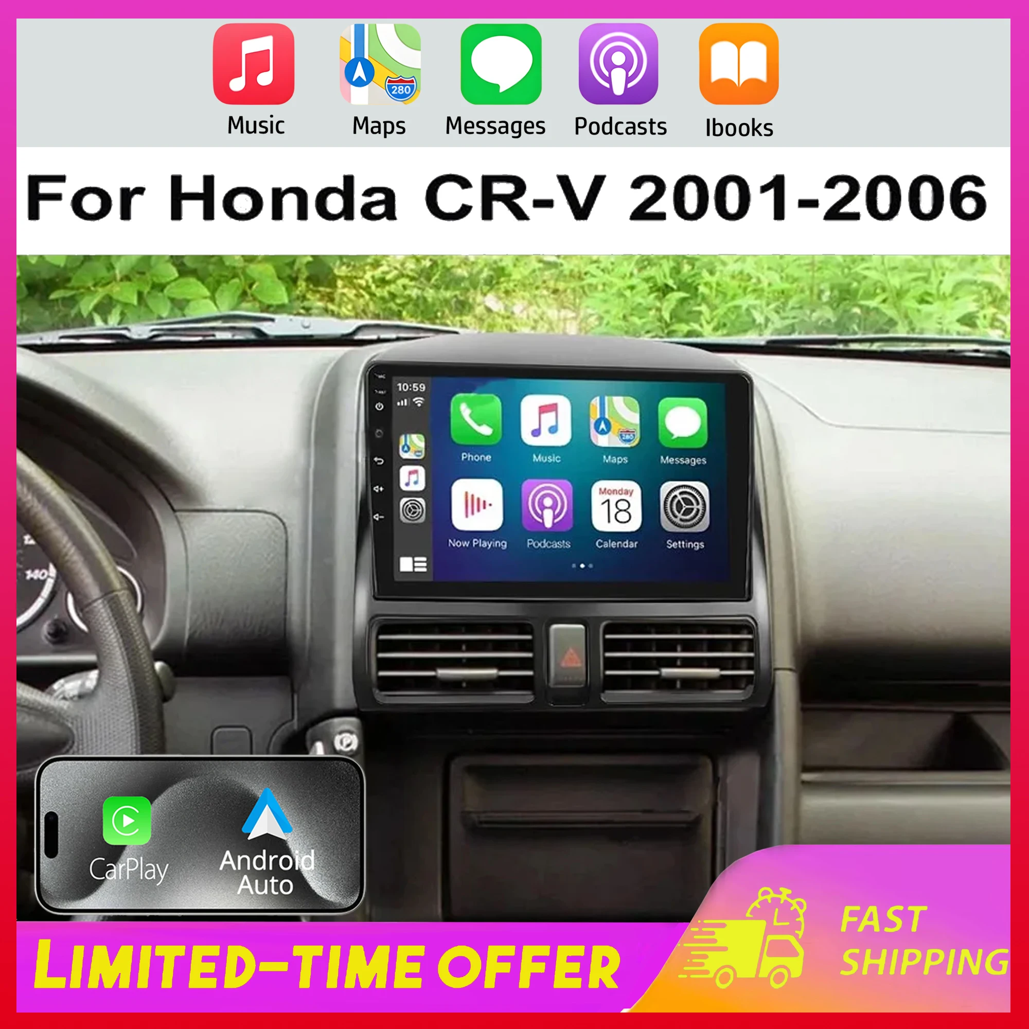 

Автомобильная навигационная система Android 15 для Honda CRV 2001-2006, 9-дюймовая, с Carplay и Android Auto, 2+32 ГБ, мультимедийная, интеллектуальная