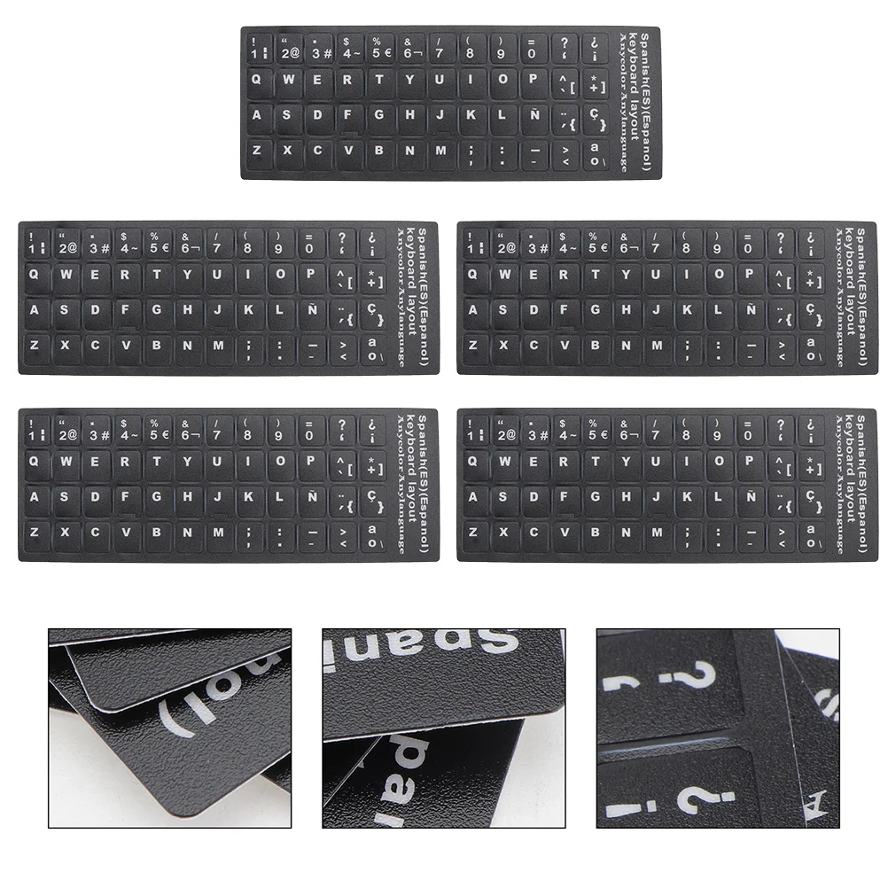 5 Sheets Keyboard Stickers Computer Protector Laptop Letter Alphabet Cover Skin Replacement Pvc Accessories