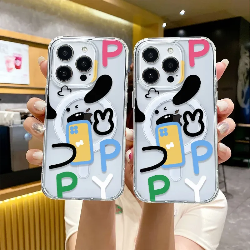 Lovely Puppy Yeah MagSafe-Compatible Charging Case For iPhone Case 16 15 14 13 12 11 Pro XR XS Max 7 8 Plus Phone Soft Y2K Cover