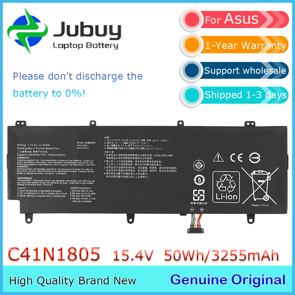 C41N1805 15.4V 50Wh Original Laptop Battery for Asus ROG Zephyrus S GX531 GX531GS GX531GM GX531GXR 4ICP4/72/75