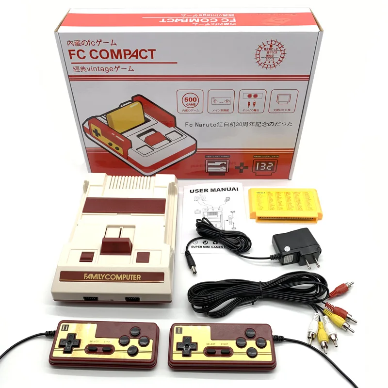 500 em 1 jogos clássicos FC Console Vermelho Branco Família Console de jogos de computador 8 bits Saída AV Jogos familiares Porta de TV Vídeo