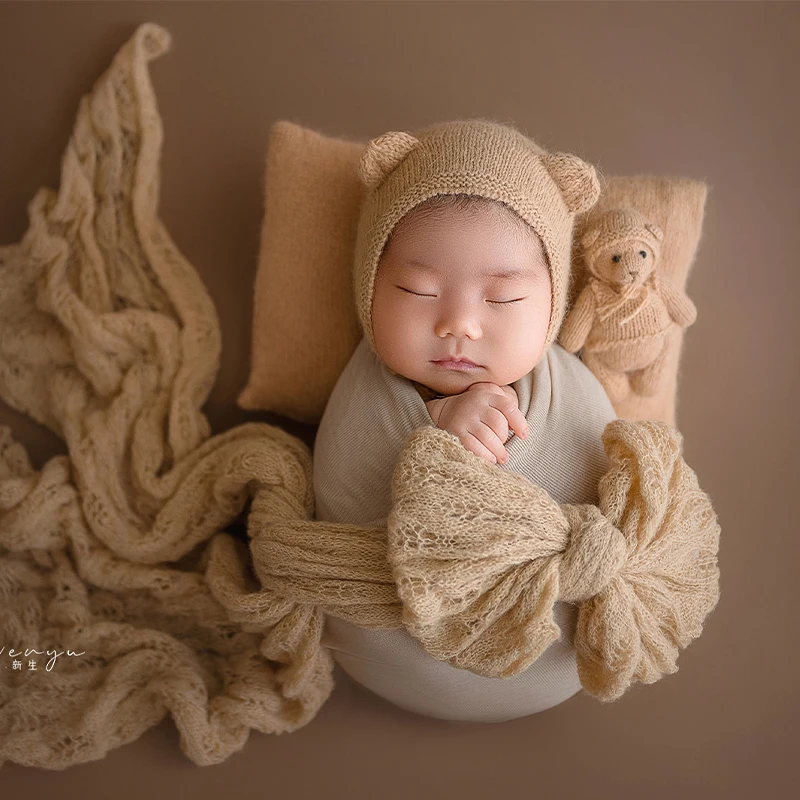 Brinquedo de Tricô para Bebês, Mini Boneca Feita à Mão, Acessórios para Fotografia de Recém-Nascidos 15*10*5cm, Brinquedo de Conforto em Pose de Animal