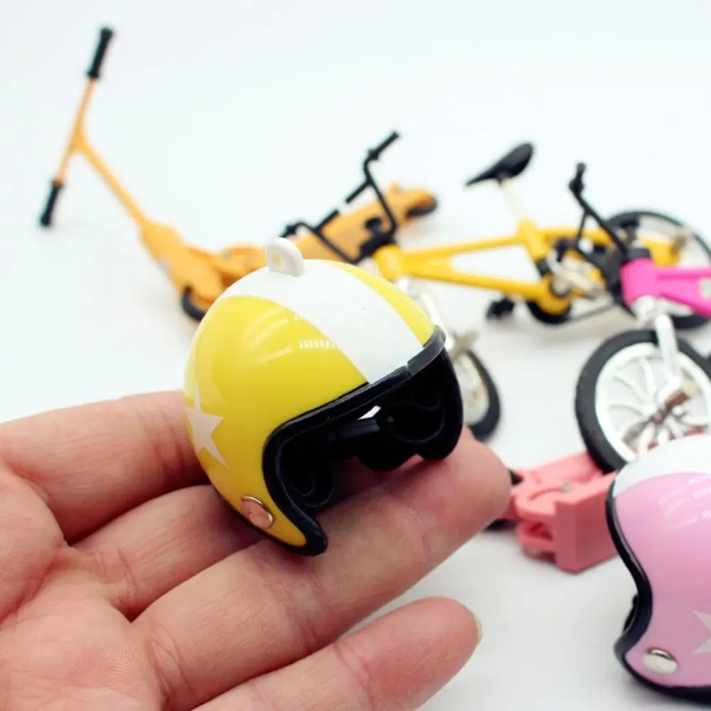 Micro Dollhouse Simulated Bicycle Scooter Helmet Set Creative Delicate Doll House Decorative Accessories Ideal Gift for Girls