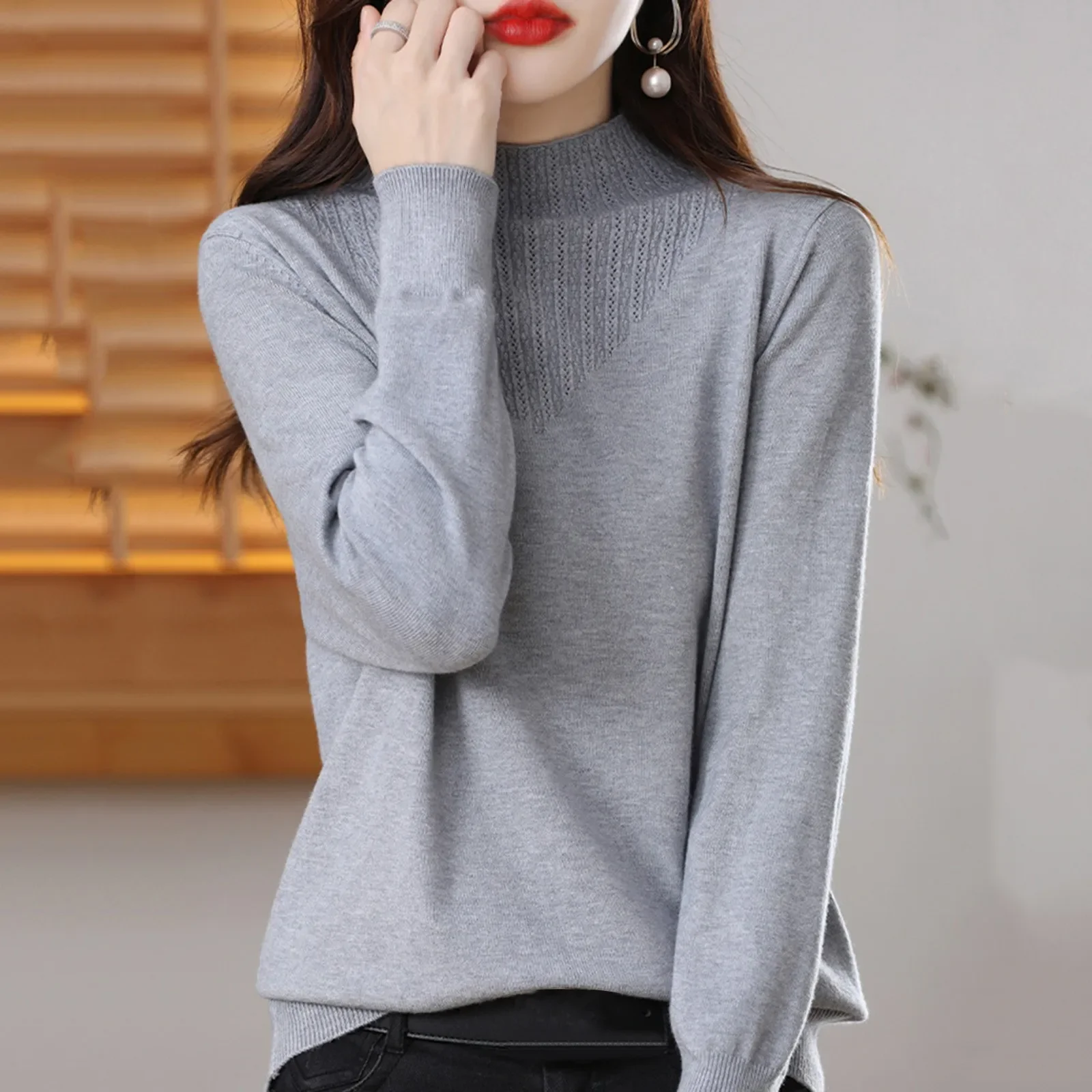 

100% Wool Cashmere Sweater Women Knitted Sweater Turtleneck Long Sleeve Pullovers Autumn Winter Clothing Warm Jumper Tops