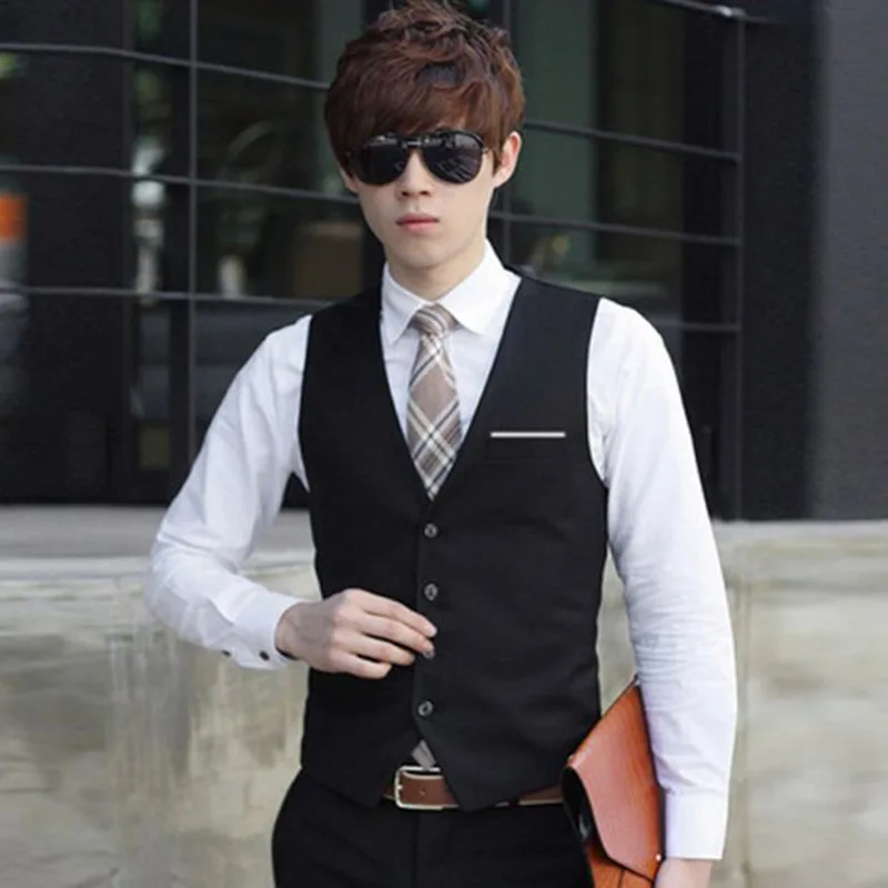 Men's Suit Vest Slim-Fit Waistcoat Vest Business Professional Formal Wear