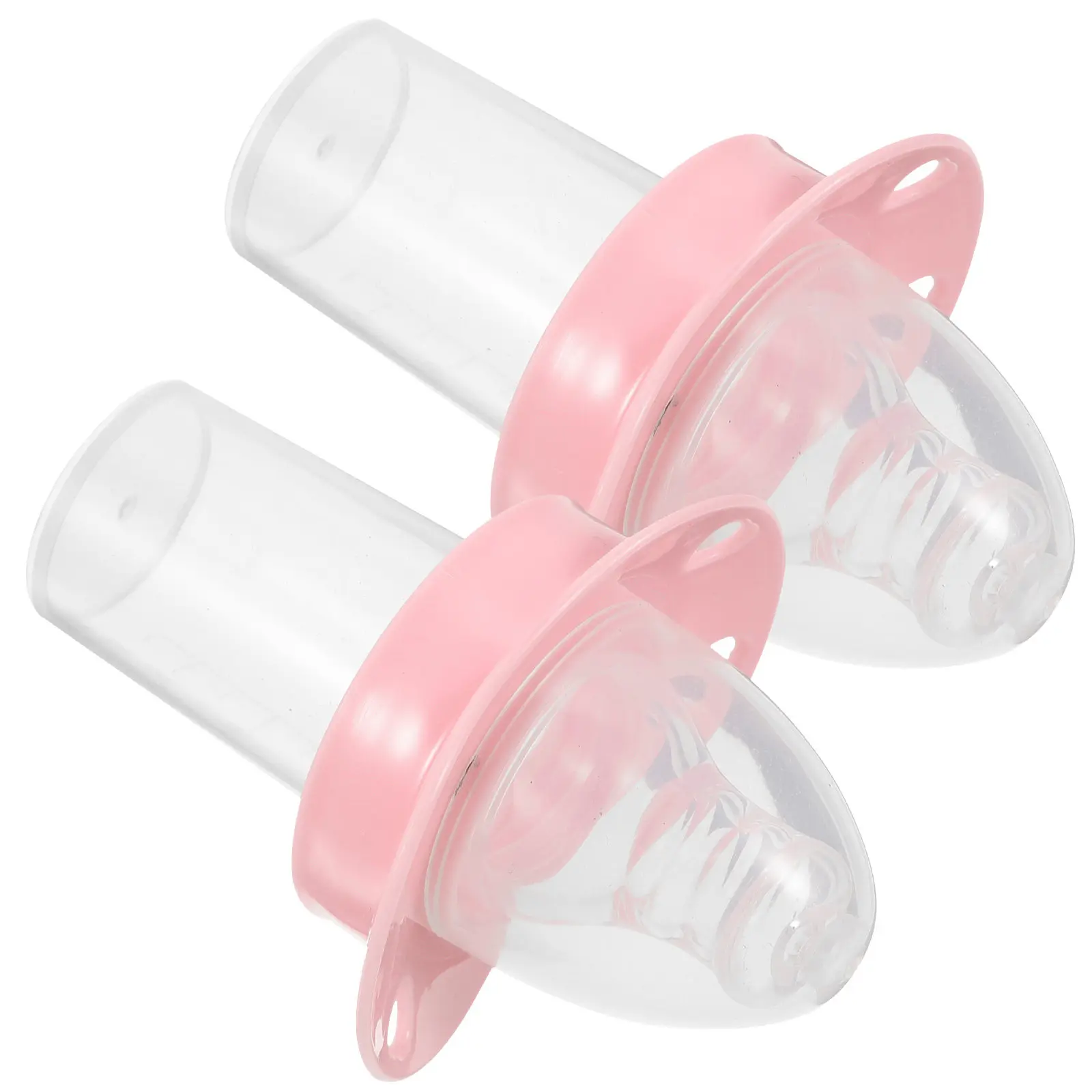 2 Pcs Baby Medicine Dispenser Newborn Feeder 10ml Scale Silica Gel Pacifier Pink Easy Clean Water