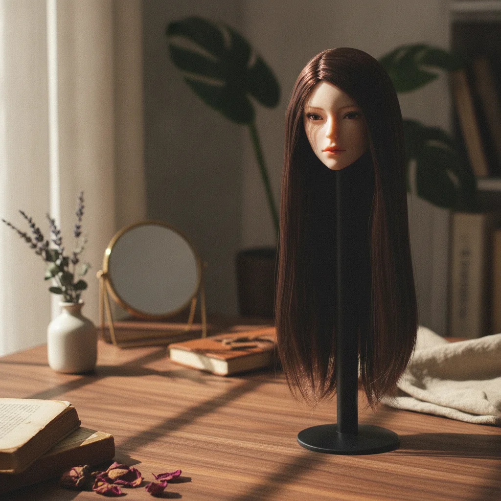 Rooted Hair Collectible Head Sculpt Center Parted Standalone Piece for 1 6 Figure Accessory Custom Scene