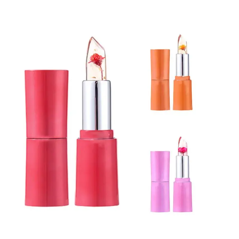 Bloem Transparante Lippenstift Blijvende Moisturizer Crystal Jelly Lipsticks Temperatuur Kleur Veranderende Lippenbalsem Lipverzorging 3 Kleuren