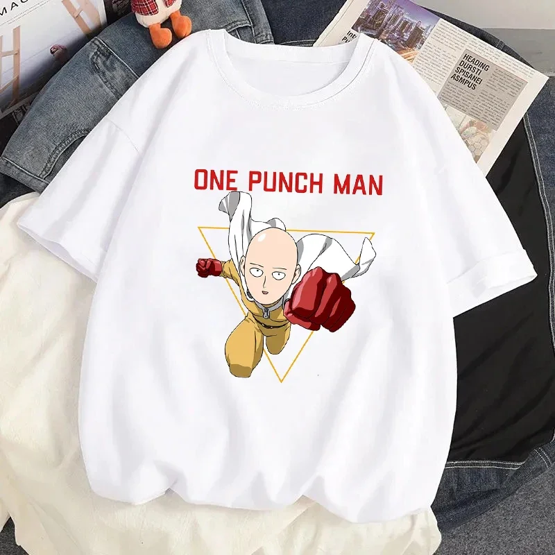 Camiseta con estampado de Anime One Punch Man, camiseta gráfica de héroe Saitama Oppai, pantalón corto informal de moda para mujer, ropa de calle de manga, camisetas