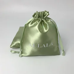 Custom Print Logo Satin Jewelry Packaging Bags Silk Drawstring Pouch Candy Gift Cosmetic Party Bracelet Bead Luxury Sachet 50pcs