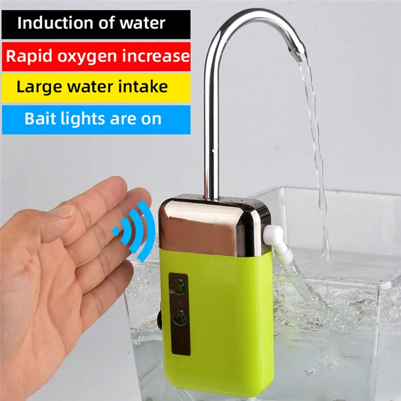 Intelligent Sensor Water Oxygen Pump Portable Smart Induction LED Lighting USB Outdoor Fishing Oxygenation Air Pump