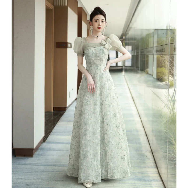 

Evening Gown Women 2025 New Light Luxury Banquet Dress Niche Light Luxury French Super Fairy Light Gauze Forest Series