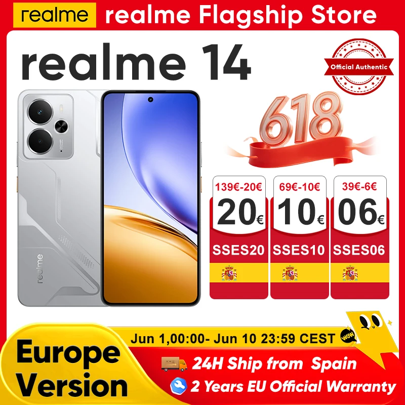 Teléfono Inteligente realme 14 5G, Snapdragon 6 gen 4, Pantalla AMOLED de 2025 …