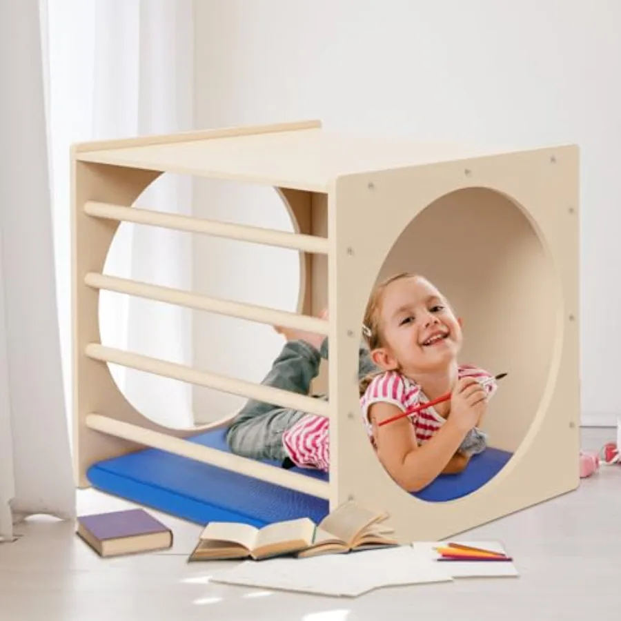 

Угловой игровой набор Cube Cozy Corner 24: деревянная мебель Монтессори с натуральной отделкой, прочный уголок для чтения с подушкой, игровой набор и домик для игр