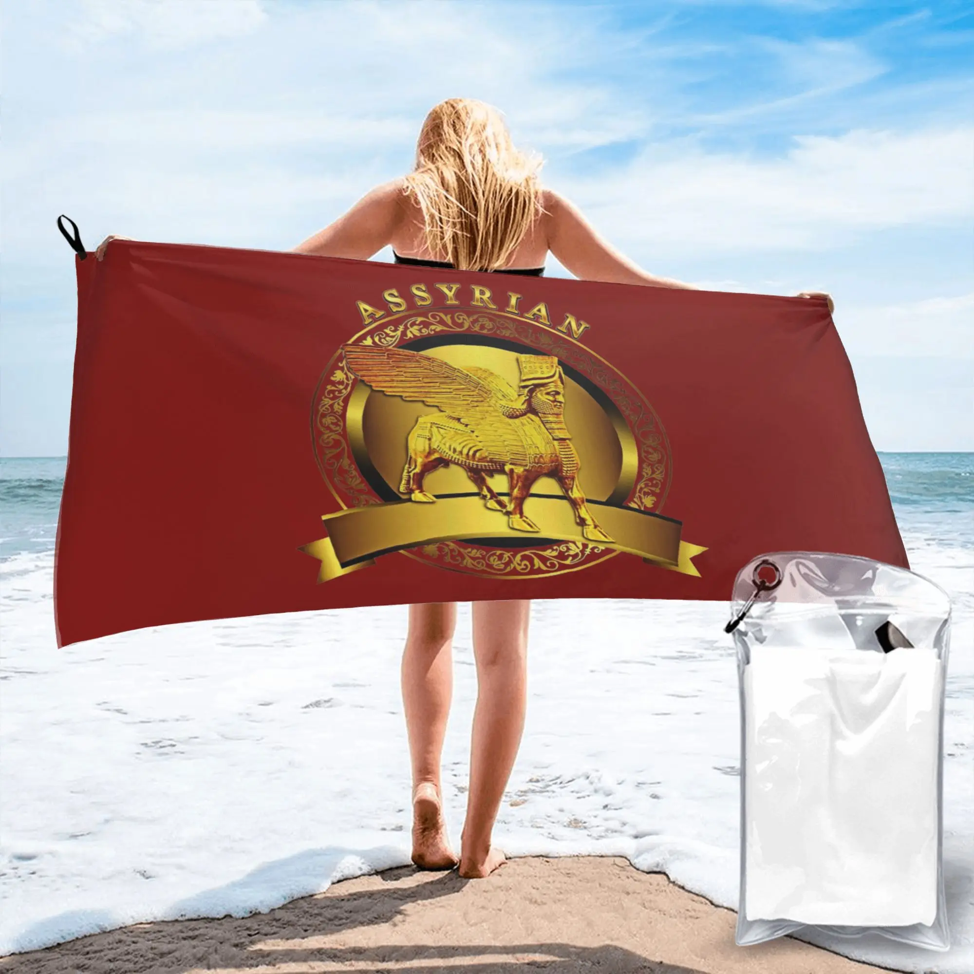 Luxury Assyrian Suryoyo Flag Beach Towel Soft Microfiber Quick Dry Absorbent Quick Towels For Bath