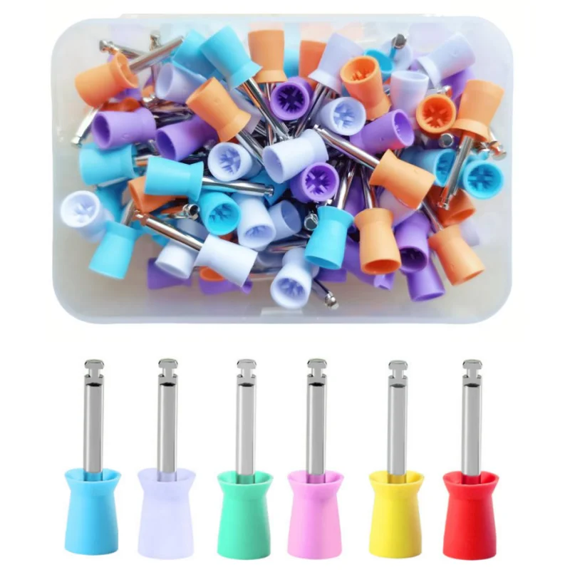 100PCS Dental Polishing Head Cup Shape Silicone Latch Type Polishing Brush Cup for Dentistry Low Speed Handpiece