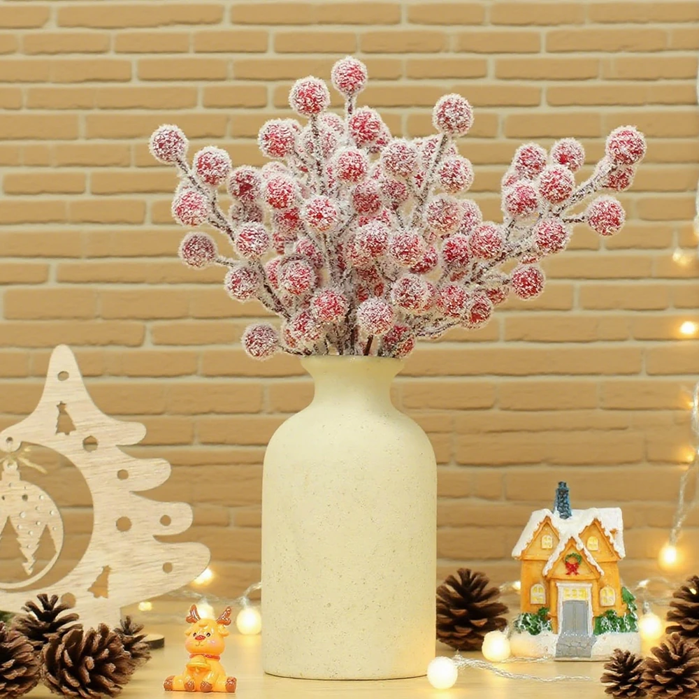 

10Pcs Artificial Plant Holly Little Red Fruits Christmas Tree Home Room Table Decor Wedding Outdoor Diy Gifts Props Accessories