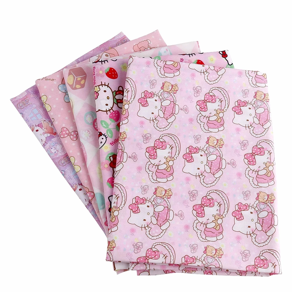 45*140cm Japanese Anime Hello Kitty Peripherals Polyester Fabric DIY Sewing Patchwork Quilting Kids Clothes Material