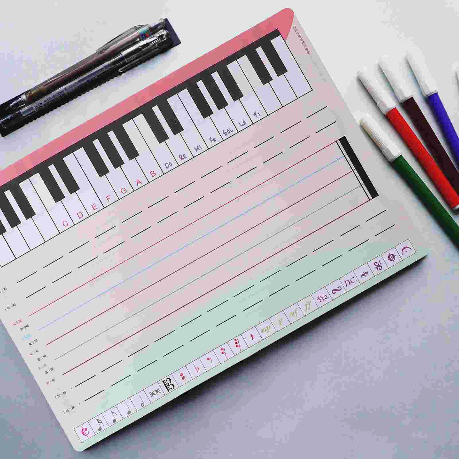 Dry Erase Music Staff Lap Whiteboard Portable Piano Keyboard Musical Note Teaching Magnetic