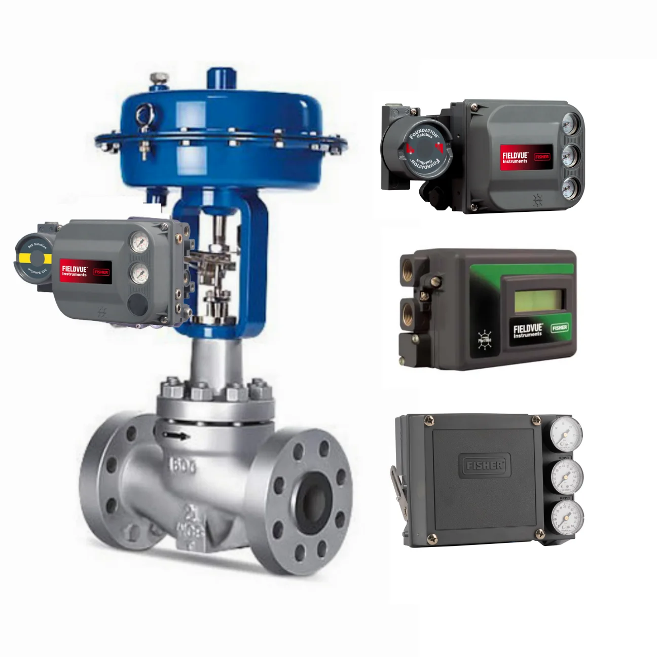 

Pneumatic Control Valve With Valve Positioner Fisher FIELDVUE DVC6200P Digital Valve Positioner and Actuator