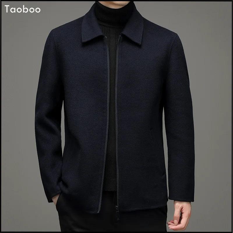 

New 100% Wool Fashion Men's Winter Coat Cultivate Slim Fit Zip Autumn Male's Jackets Bussiness Casual Clothing For Gentleman