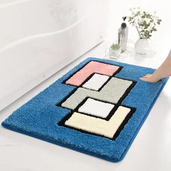 Simple Thicken Large Capacity Absorbent Water Bathroom Mat Flocked Quick-drying Anti-slip Bath Rug Soft Bathtub Side Carpet Mats
