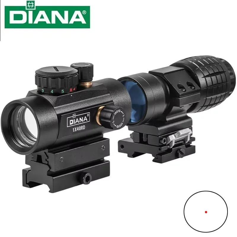 

Тактический прицел DIANA 1x40 с красной точкой, голографический прицел с зеленой точкой для охоты, комбинация с 3-кратным увеличителем