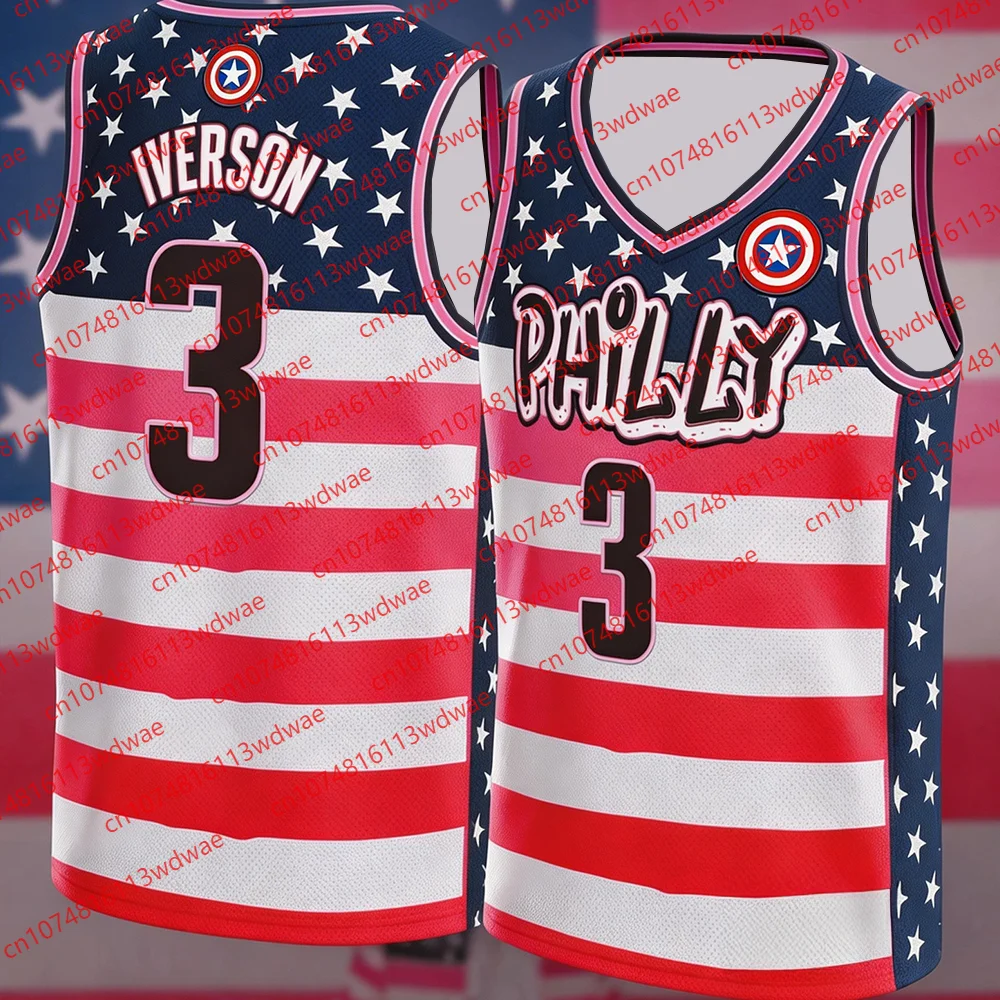 

Классическая баскетбольная майка Philadelphia, баскетбольный жилет Captain America, баскетбольная майка Iversen 3, специальное издание Marvel для фанатов.