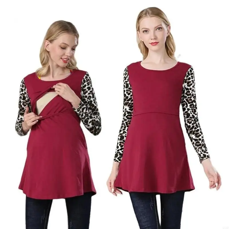  Multi Season Long Sleeve Nursing Tops for Pregnancy Soft Cotton Stretchy Material Shirt with Privacy Opening Comfort Fit - view 4