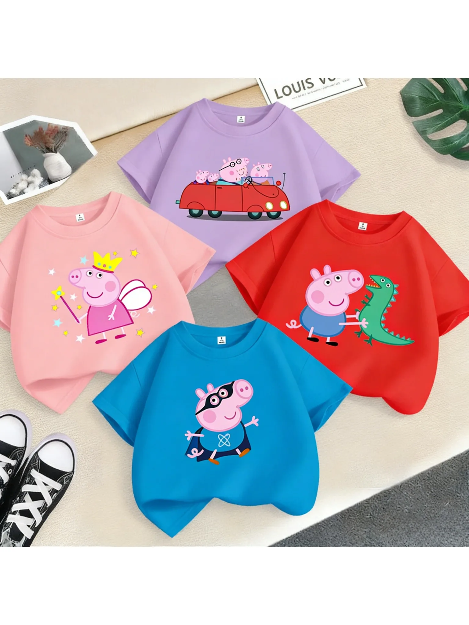 Peppa Pig Kinder T-Shirt Kleidung Mädchen Junge Kurzarm Sommer Tee Kleidung Oberteile Cartoon-Druck Kinder-Shirt Geburtstagsgeschenk 2026