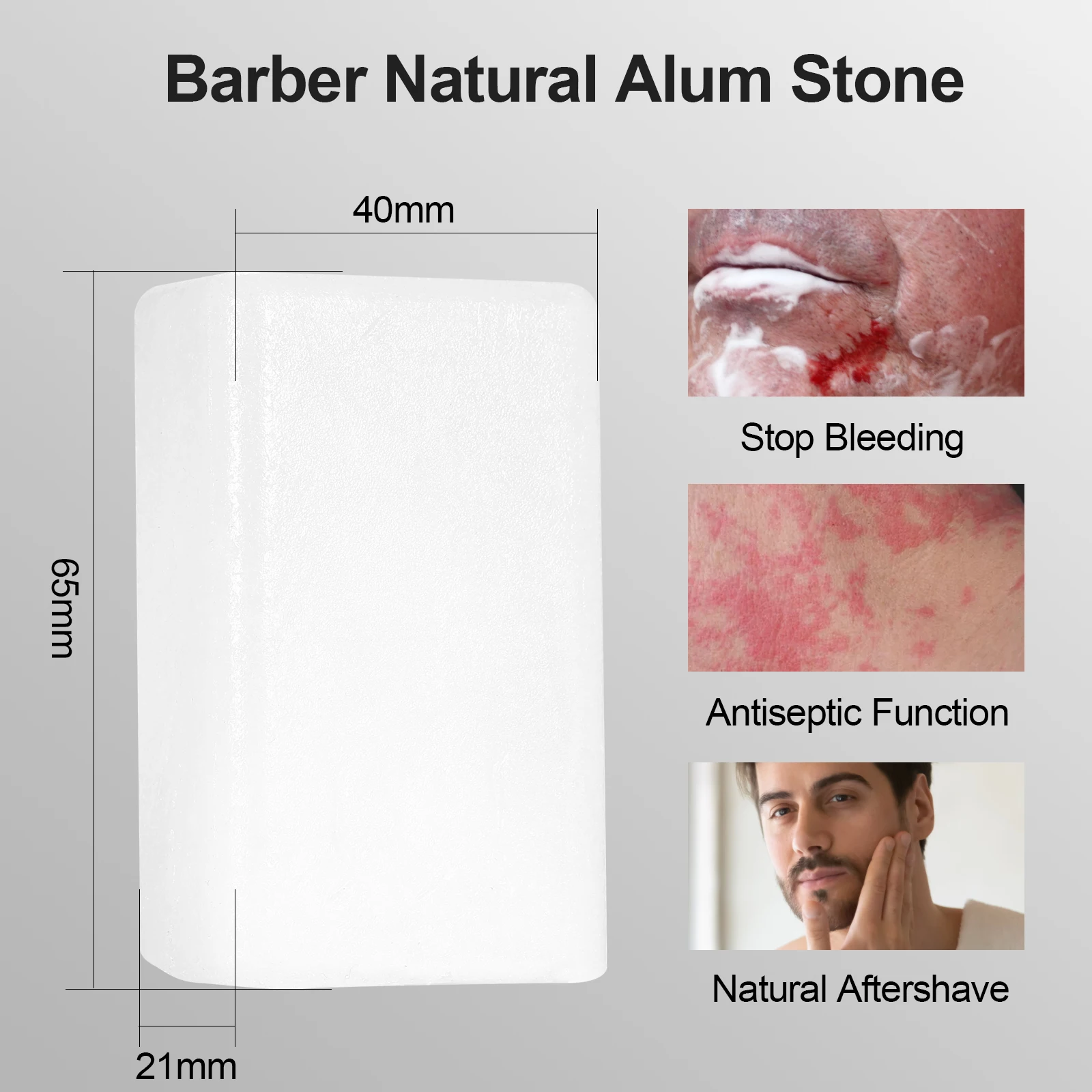 Alum Stone 100% Natural Odourless After Shave Deodorant Alternative Soothes the Skin After Shaving Barber Stop Bleeding Item