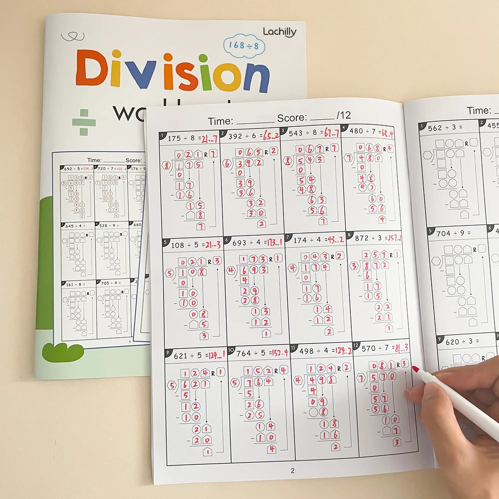 Arbeitsbuch für lange Rechnungen in Mathematik für Kinder, zum Erlernen von Mathematik, Arithmetik, pädagogisches Übungsbuch, Testbücher für den Homeschool-Unterricht – Detail 4