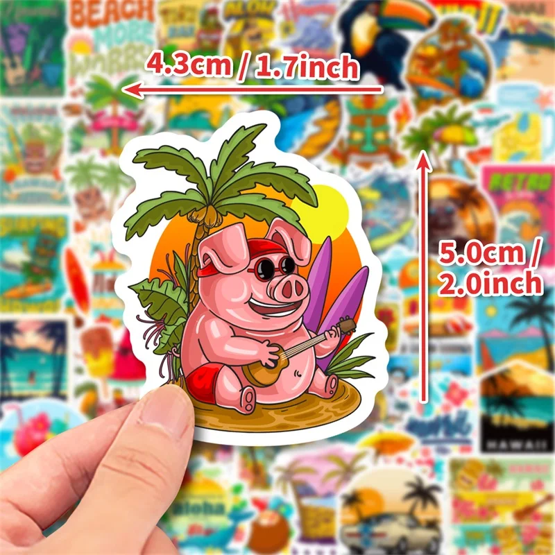 10/30/50PCS Cute Summer Beach PVC Sticker Aesthetic Kids Decoration Scrapbooking Stationery Children's Hand Accounting Supplies