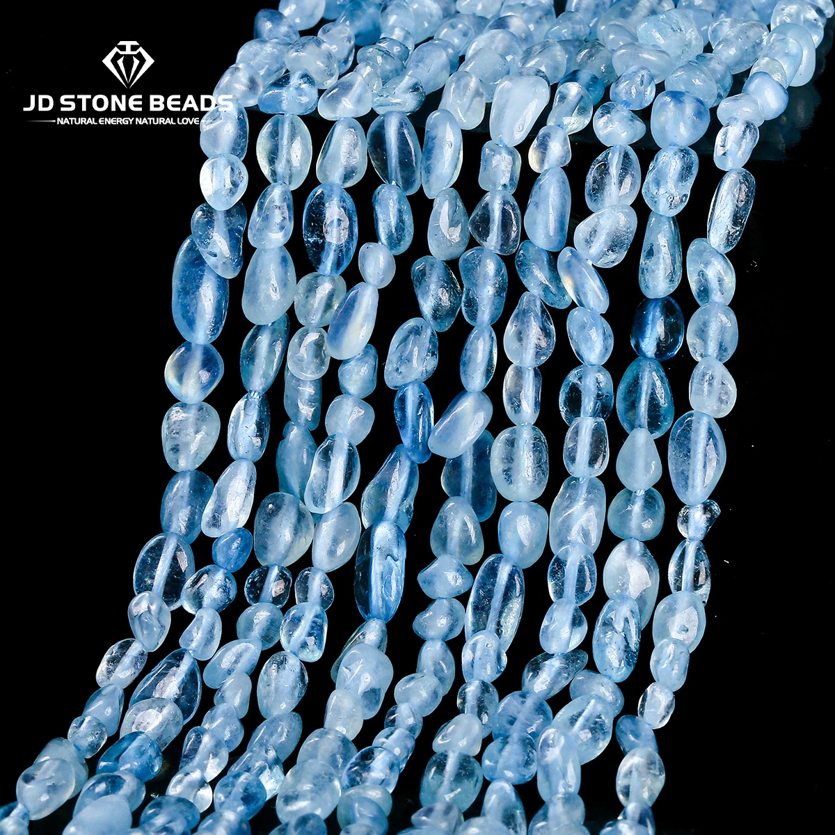 

6-8mm Natural Aquamarine Stone Irregular Shape Gravel Nuggest Beads For Jewelry Makiing DIY Necklace Bracelet Accessory 15" Inch