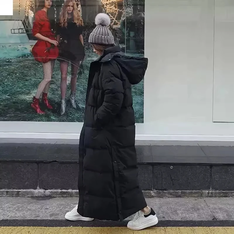 Siren Chic Super Long Padded Cotton Jacket Women Korean Over-The-Knee Fashion Parkas Winter Female Thick Black Down Cotton Coat