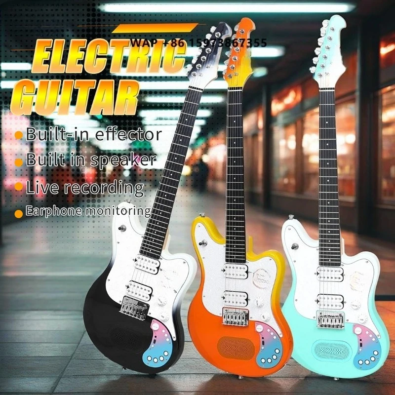IRIN Wholesale Professional Color R-331 39'' Solid Wood Speaker 22 Fret HH Pickup Electric Guitar With Bluetooth AMP