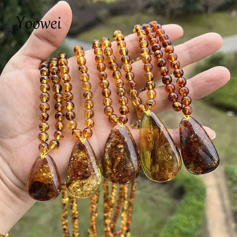 6mm Floral Amber Pendant Necklace Romantic Gift Unique Special Baltic Real Flower Beads Bracelet 2025 Natural Stone Fine Jewelry