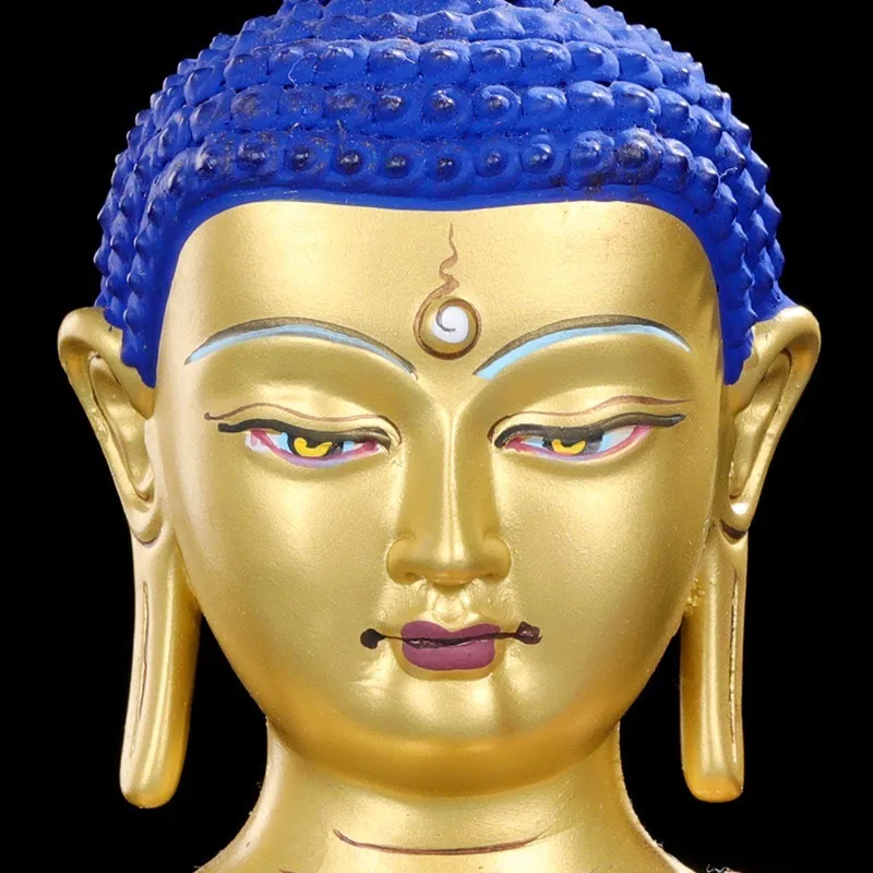 Tibetan Tantric Amitabha Buddha statue ornaments, fully gilded copper Buddha altar for worship of the Three Treasures Buddha, ho
