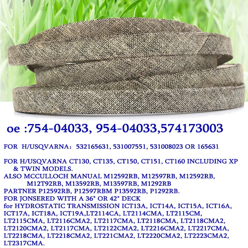 V-BELT for Cub CadetMTD 754-04033, 754-04033A, 954-04033, 954-04033A,HusqvarnaPoulanAYP 574173003(1/2