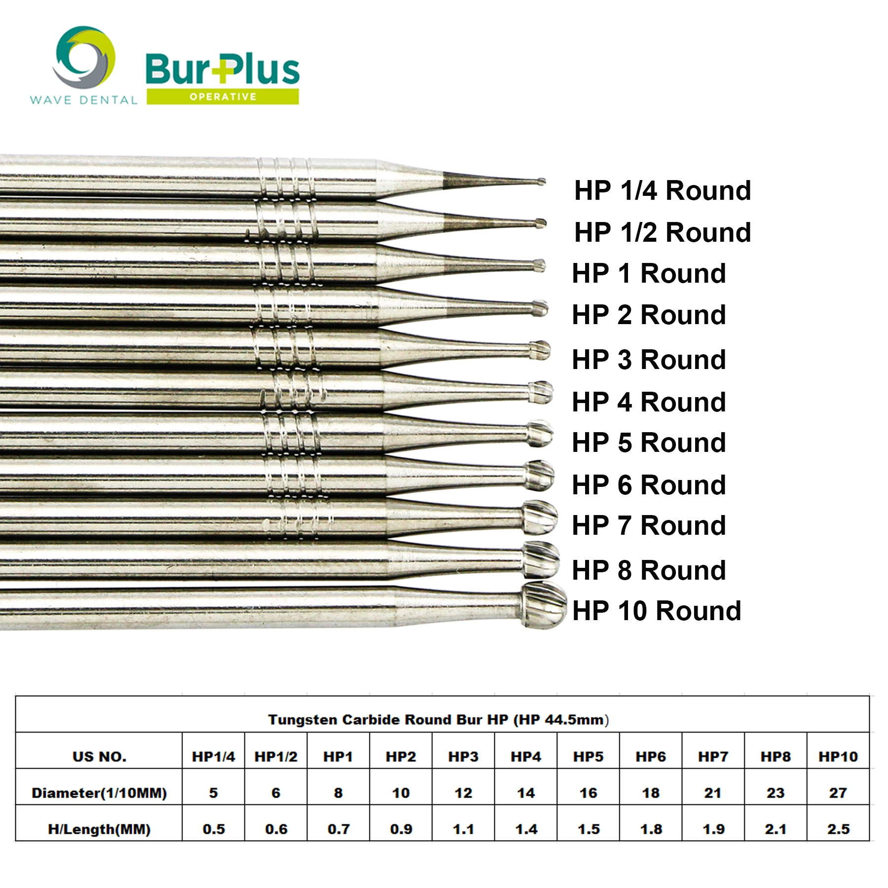 Golf Tandheelkundige Ronde Wolfraamcarbide Burs Tandheelkundige Burs Voor Kroon 0.5 Tot 2.5Mm Voor Rechte Neuskegel Handstuk 5 Stks/pak